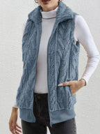 Full Size Cozy Faux Fur Zip - Up Vest Coat Plus Size - Charmdeals
