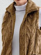 Full Size Cozy Faux Fur Zip - Up Vest Coat Plus Size - Charmdeals