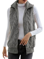 Full Size Cozy Faux Fur Zip - Up Vest Coat Plus Size - Charmdeals