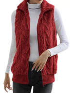 Full Size Cozy Faux Fur Zip - Up Vest Coat Plus Size - Charmdeals