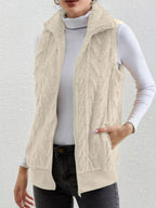Full Size Cozy Faux Fur Zip - Up Vest Coat Plus Size - Charmdeals