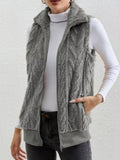 Full Size Cozy Faux Fur Zip - Up Vest Coat Plus Size - Charmdeals