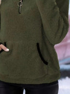 Full Size Cozy Fleece Quarter Zip Long Sleeve Sweatshirt Plus Size - Charmdeals
