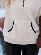Full Size Cozy Fleece Quarter Zip Long Sleeve Sweatshirt Plus Size - Charmdeals
