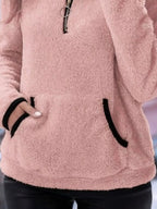 Full Size Cozy Fleece Quarter Zip Long Sleeve Sweatshirt Plus Size - Charmdeals