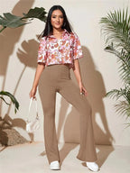 Full Size High - Waist Flare Active Pants Plus Size - Charmdeals