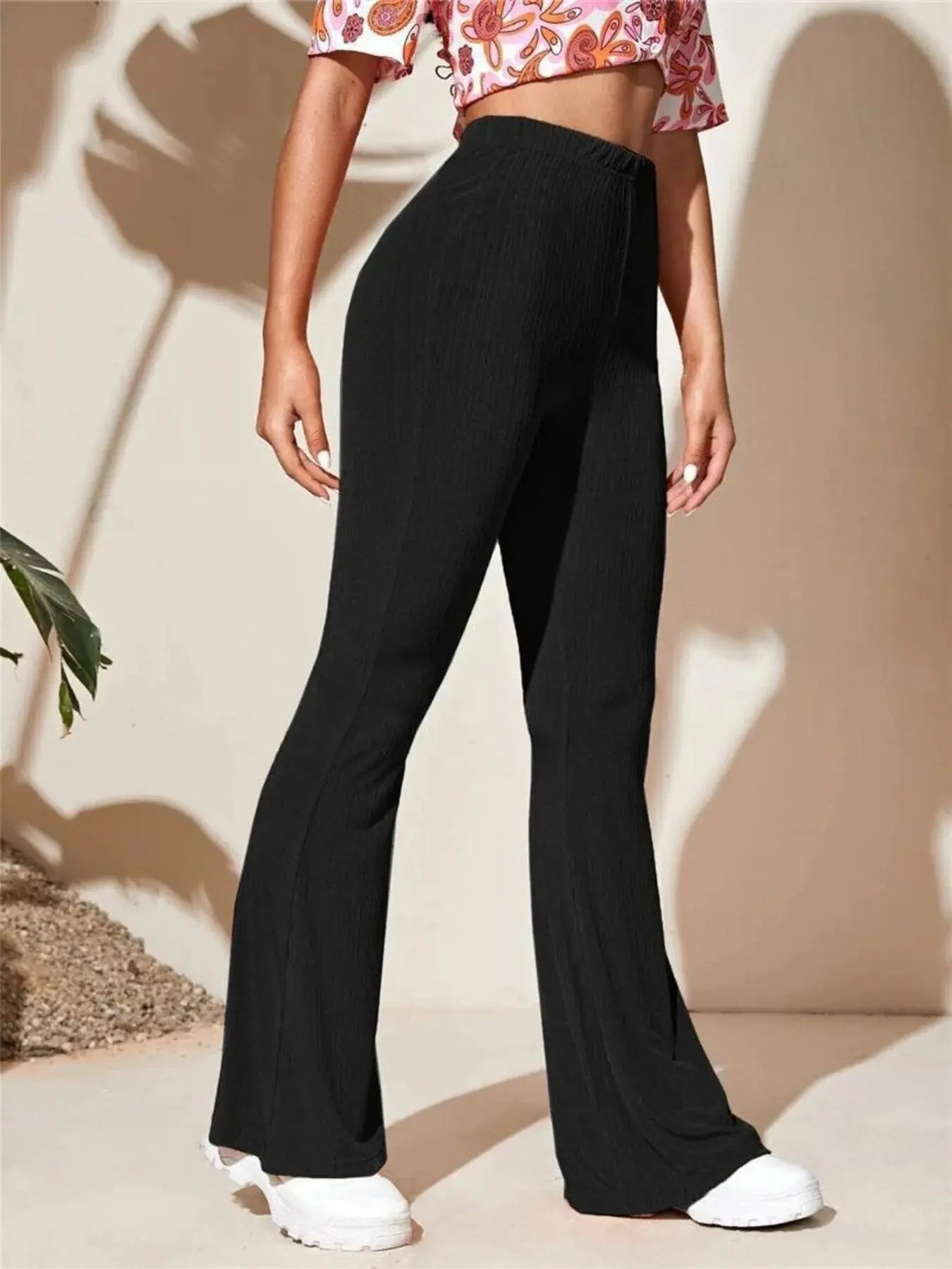 Full Size High - Waist Flare Active Pants Plus Size - Charmdeals