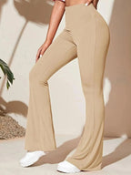 Full Size High - Waist Flare Active Pants Plus Size - Charmdeals
