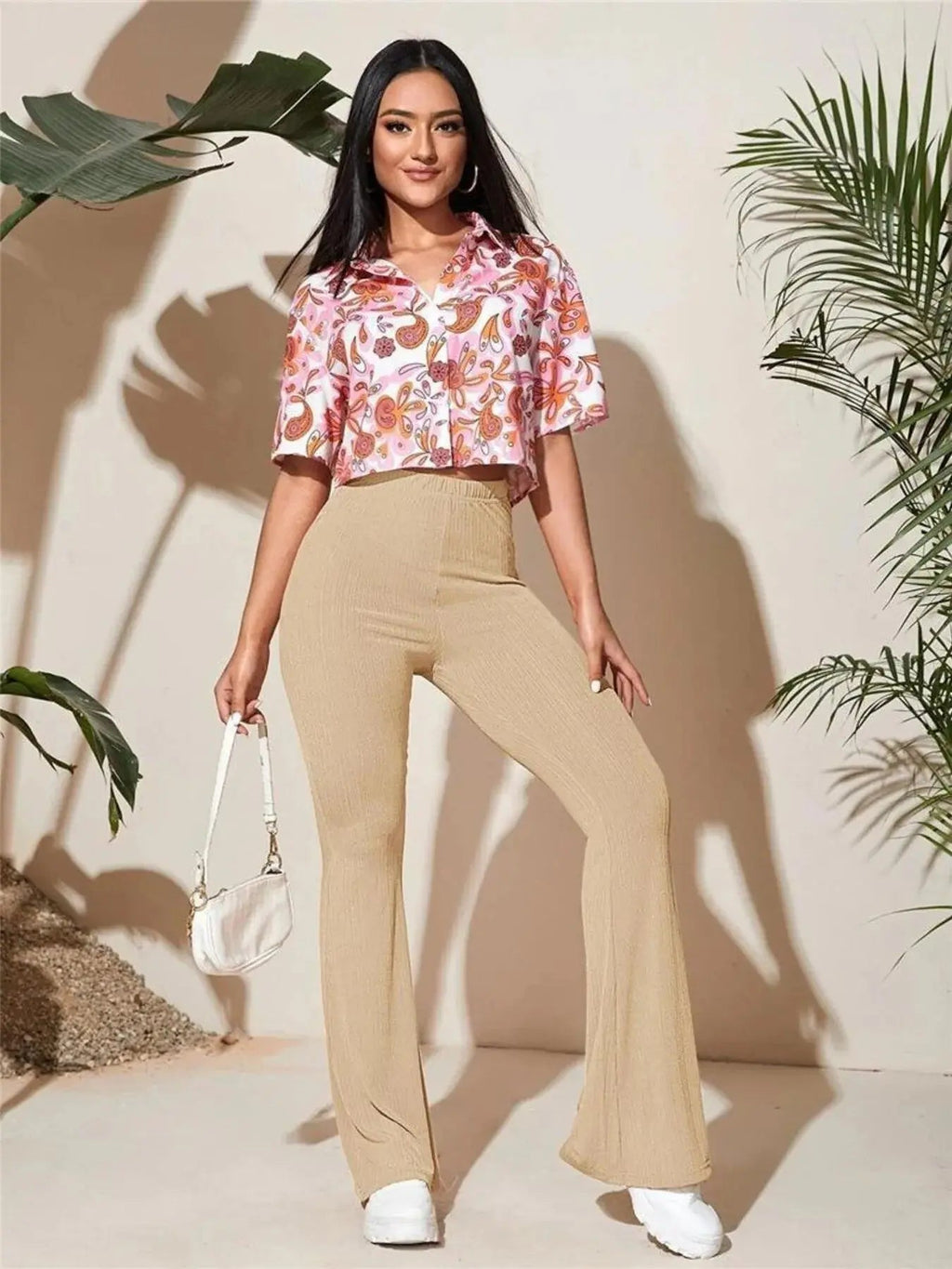 Full Size High - Waist Flare Active Pants Plus Size - Charmdeals