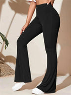 Full Size High - Waist Flare Active Pants Plus Size - Charmdeals