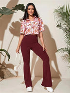 Full Size High - Waist Flare Active Pants Plus Size - Charmdeals
