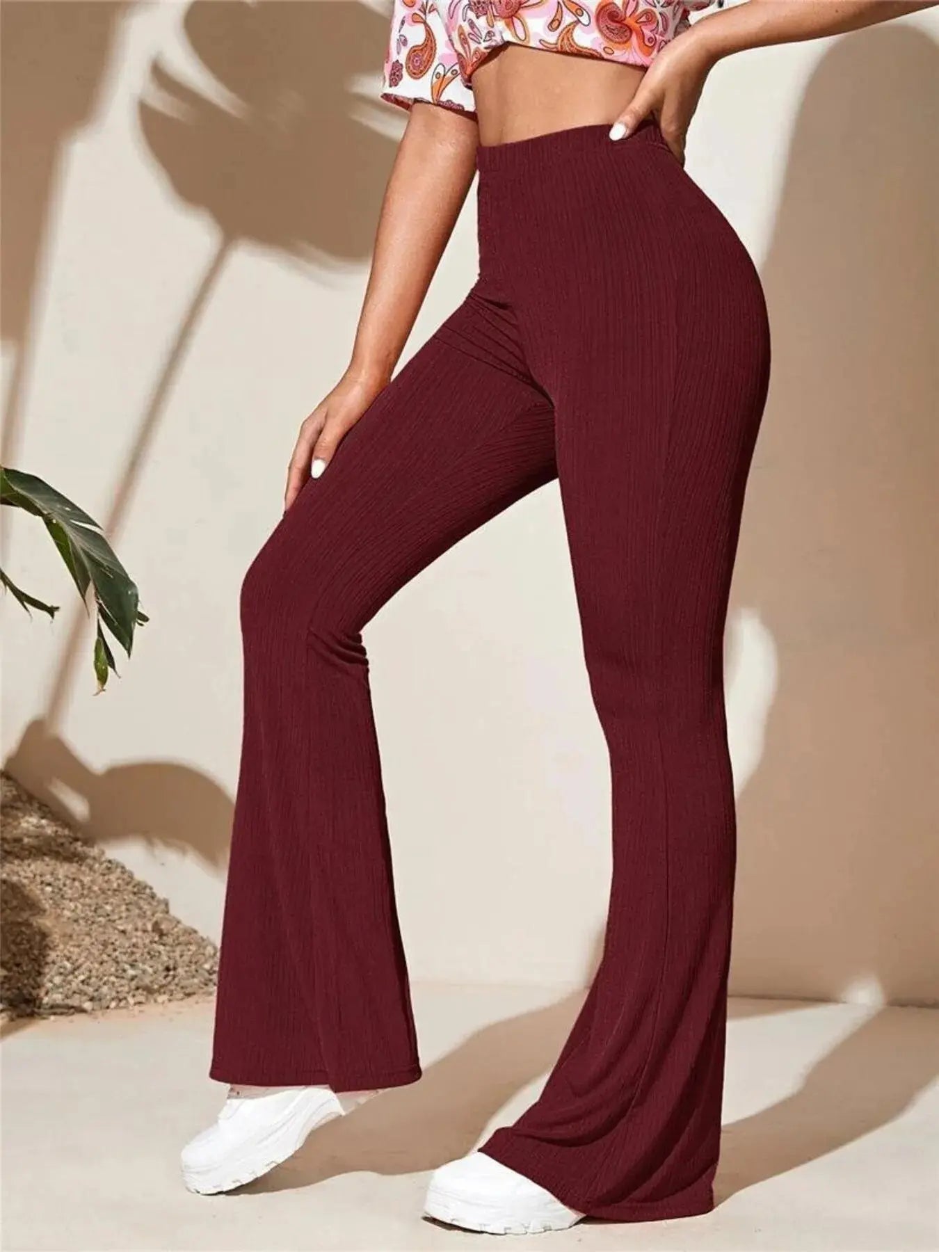 Full Size High - Waist Flare Active Pants Plus Size - Charmdeals