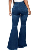 Full Size High - Waisted Raw Hem Flare Jeans Plus Size - Charmdeals