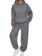 Full Size Kangaroo Pocket Hoodie and Joggers Set Plus Size - Charmdeals