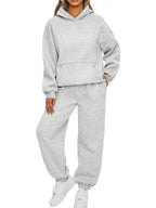 Full Size Kangaroo Pocket Hoodie and Joggers Set Plus Size - Charmdeals