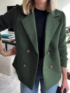 Full Size Knit Sleeve Double - Breasted Outerwear Plus Size - Charmdeals