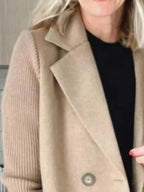 Full Size Knit Sleeve Double - Breasted Outerwear Plus Size - Charmdeals