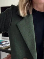 Full Size Knit Sleeve Double - Breasted Outerwear Plus Size - Charmdeals