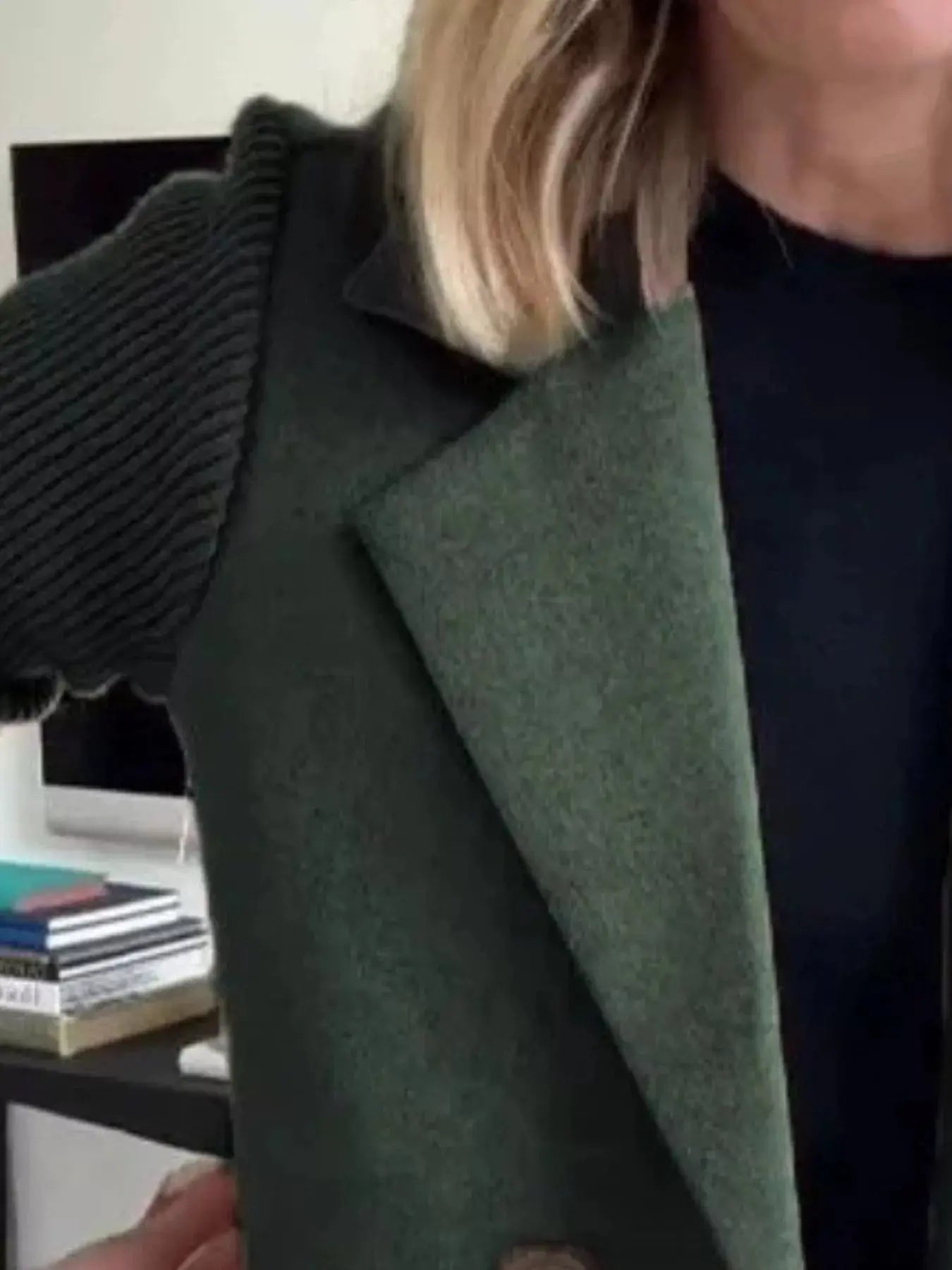 Full Size Knit Sleeve Double - Breasted Outerwear Plus Size - Charmdeals