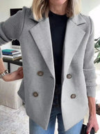 Full Size Knit Sleeve Double - Breasted Outerwear Plus Size - Charmdeals