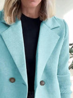 Full Size Knit Sleeve Double - Breasted Outerwear Plus Size - Charmdeals