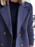 Full Size Knit Sleeve Double - Breasted Outerwear Plus Size - Charmdeals
