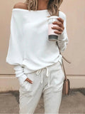 Full Size One - Shoulder Ribbed Sweater Plus Size - Charmdeals