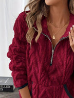 Full Size Sherpa Half Zip Sweatshirt Plus Size - Charmdeals