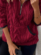 Full Size Sherpa Half Zip Sweatshirt Plus Size - Charmdeals