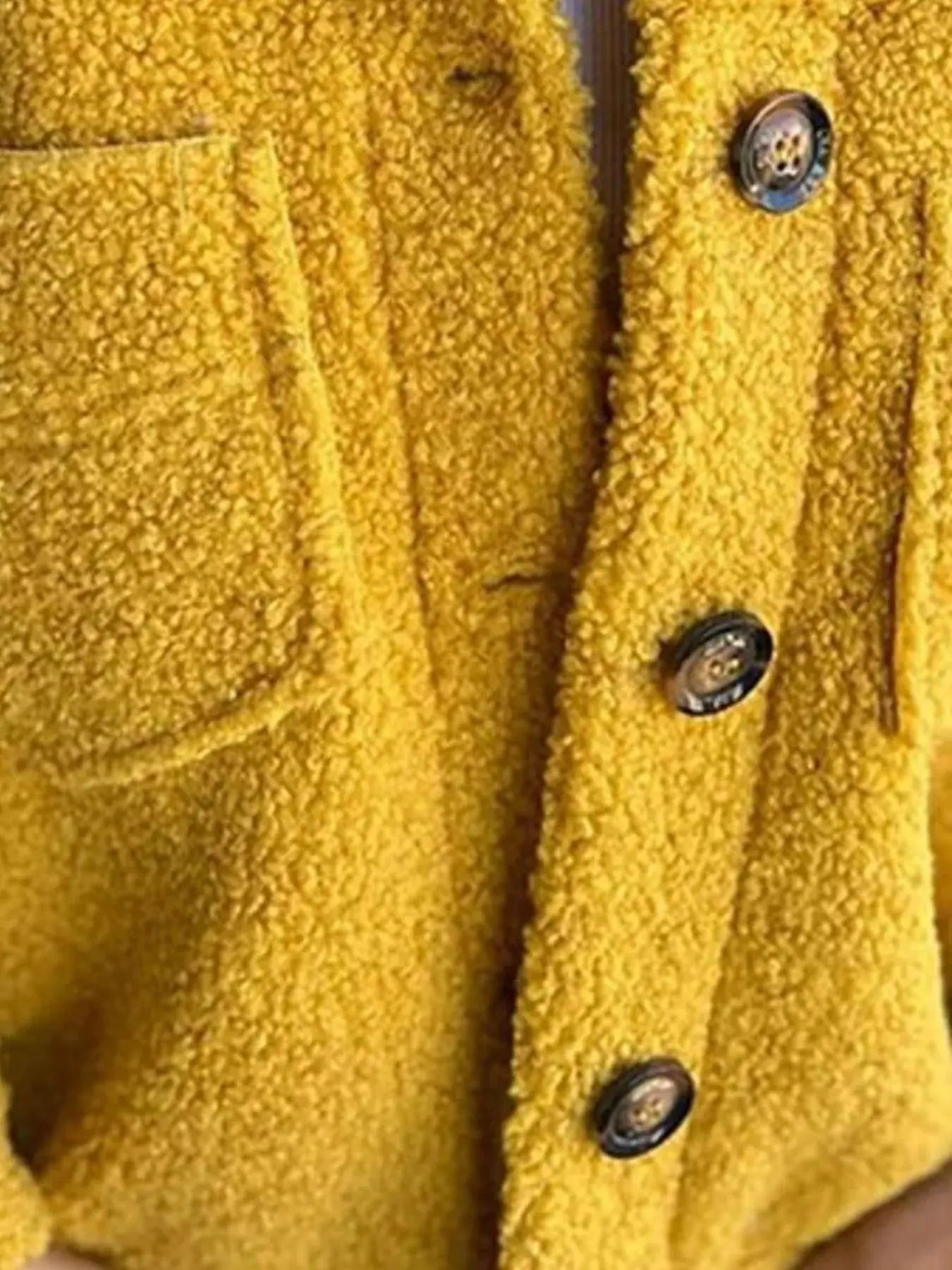Full Size Single - Breasted Sherpa Shacket Plus Size - Charmdeals