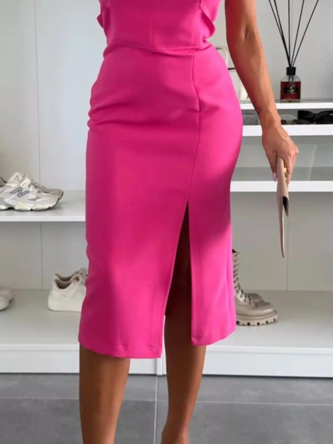 Full Size Slit Round Neck Sleeveless Dress Plus Size - Charmdeals