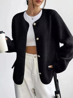 Full Size Textured Button - Up Fleece Outerwear Plus Size - Charmdeals