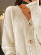 Full Size Textured Knit Button - Down Cardigan Plus Size - Charmdeals