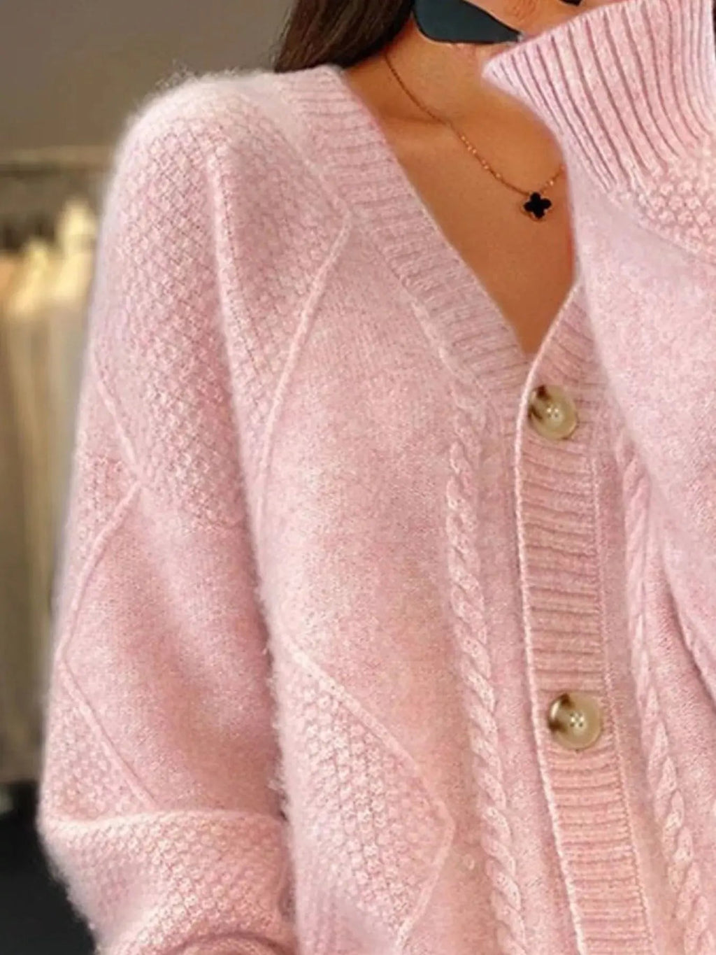 Full Size Textured Knit Button - Down Cardigan Plus Size - Charmdeals