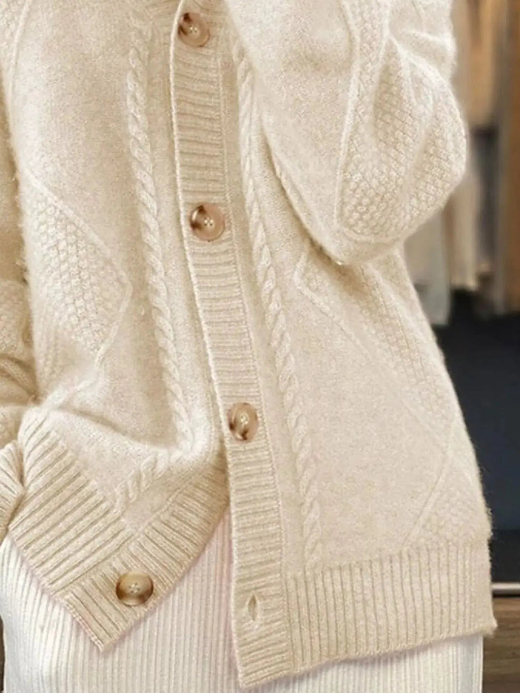 Full Size Textured Knit Button - Down Cardigan Plus Size - Charmdeals