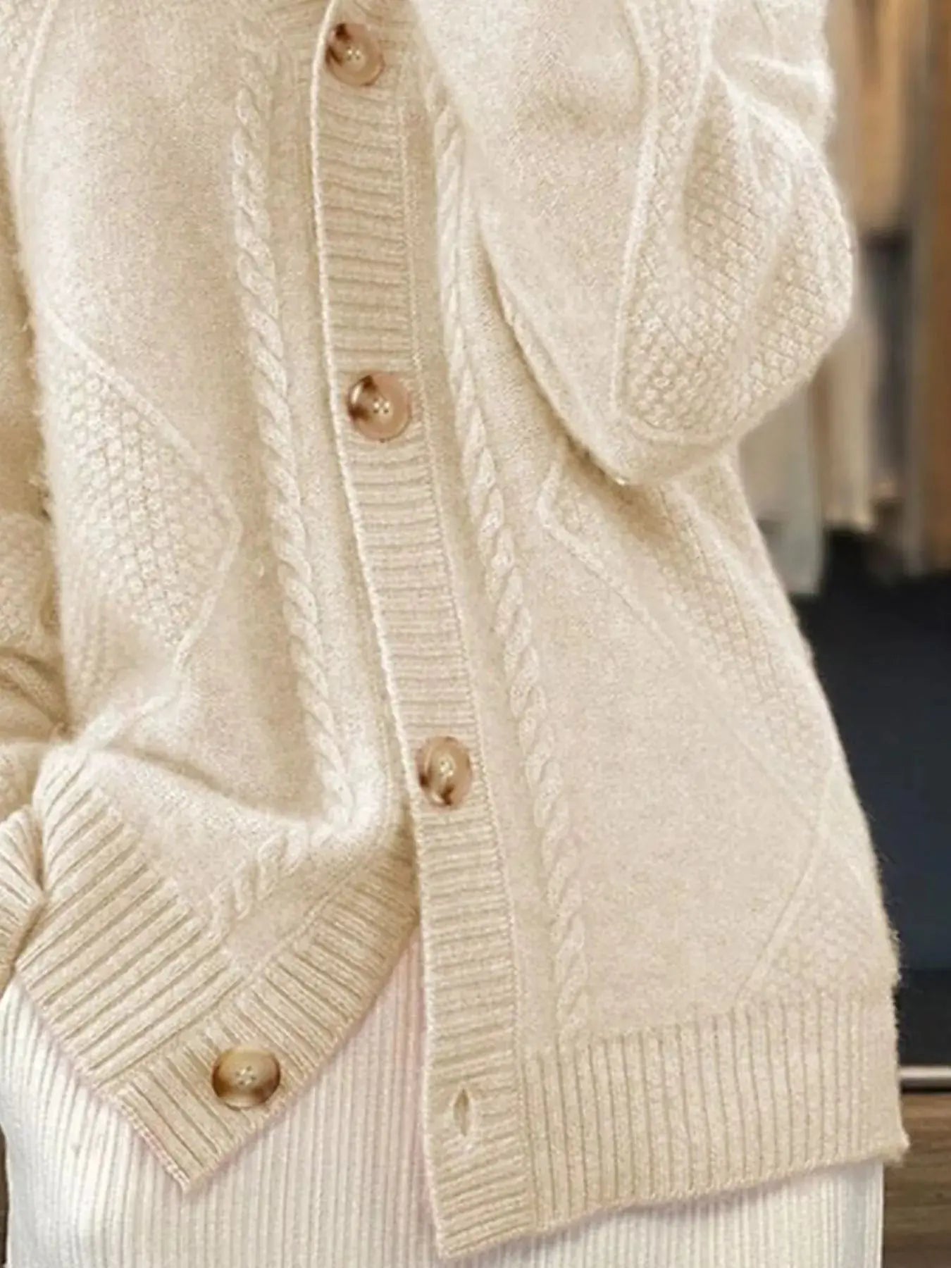 Full Size Textured Knit Button - Down Cardigan Plus Size - Charmdeals
