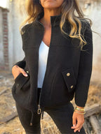 Full Size Zip - Up Long Sleeve Outerwear Plus Size - Charmdeals