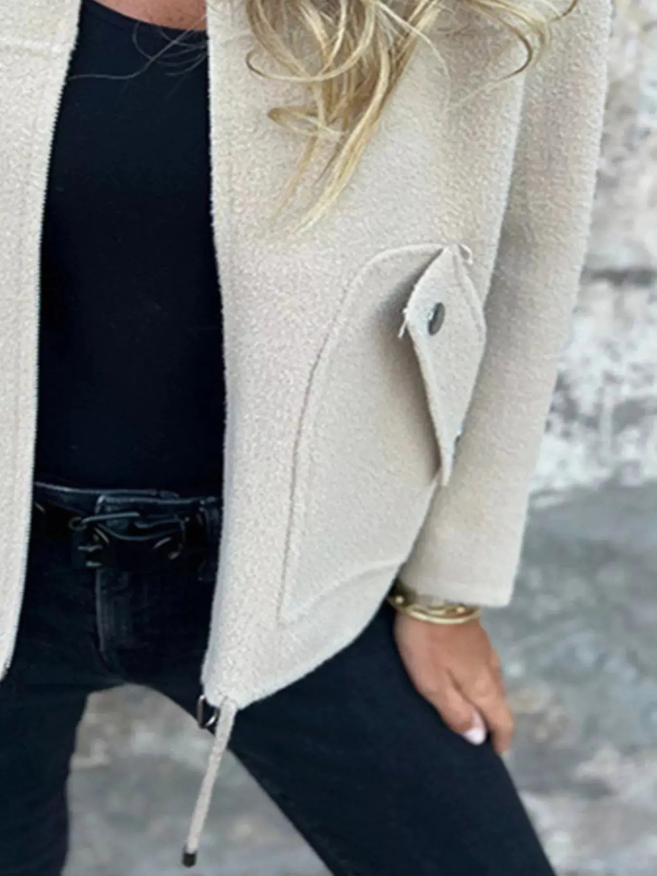 Full Size Zip - Up Long Sleeve Outerwear Plus Size - Charmdeals
