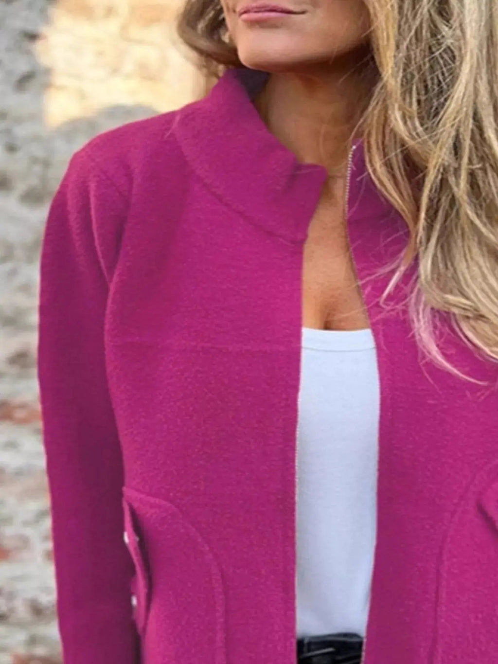Full Size Zip - Up Long Sleeve Outerwear Plus Size - Charmdeals