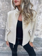 Full Size Zip - Up Long Sleeve Outerwear Plus Size - Charmdeals