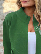 Full Size Zip - Up Long Sleeve Outerwear Plus Size - Charmdeals