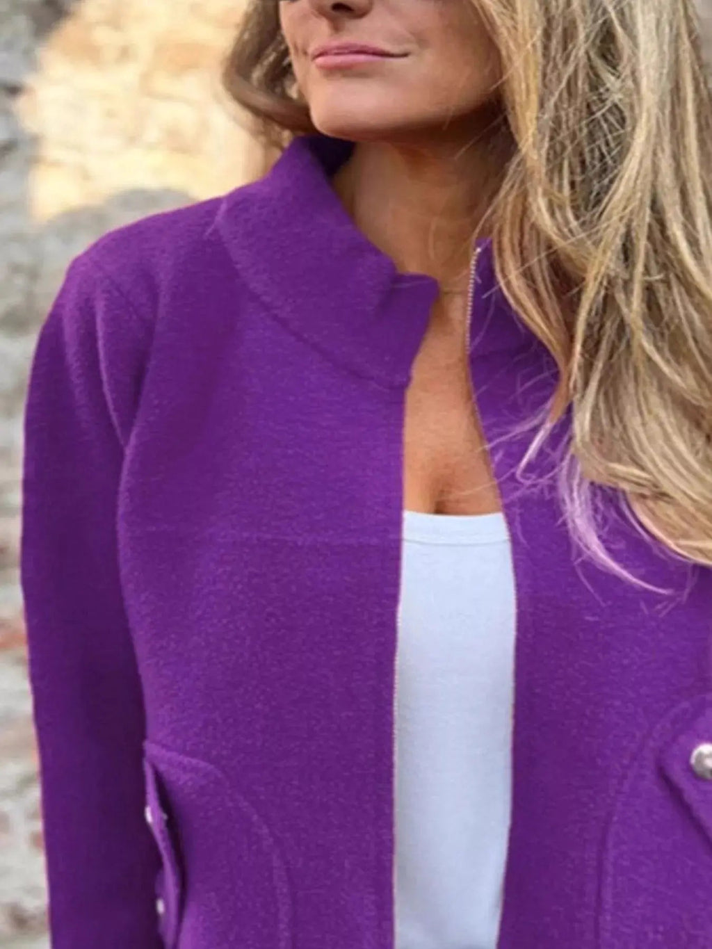 Full Size Zip - Up Long Sleeve Outerwear Plus Size - Charmdeals
