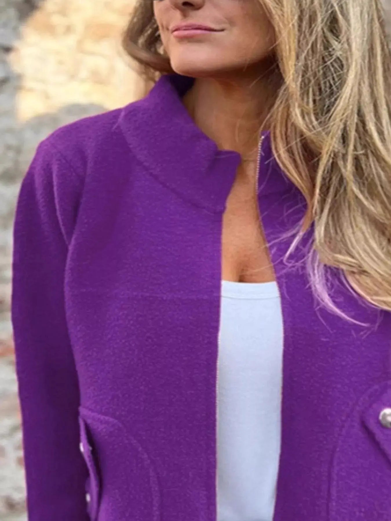 Full Size Zip - Up Long Sleeve Outerwear Plus Size - Charmdeals