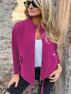Full Size Zip - Up Long Sleeve Outerwear Plus Size - Charmdeals