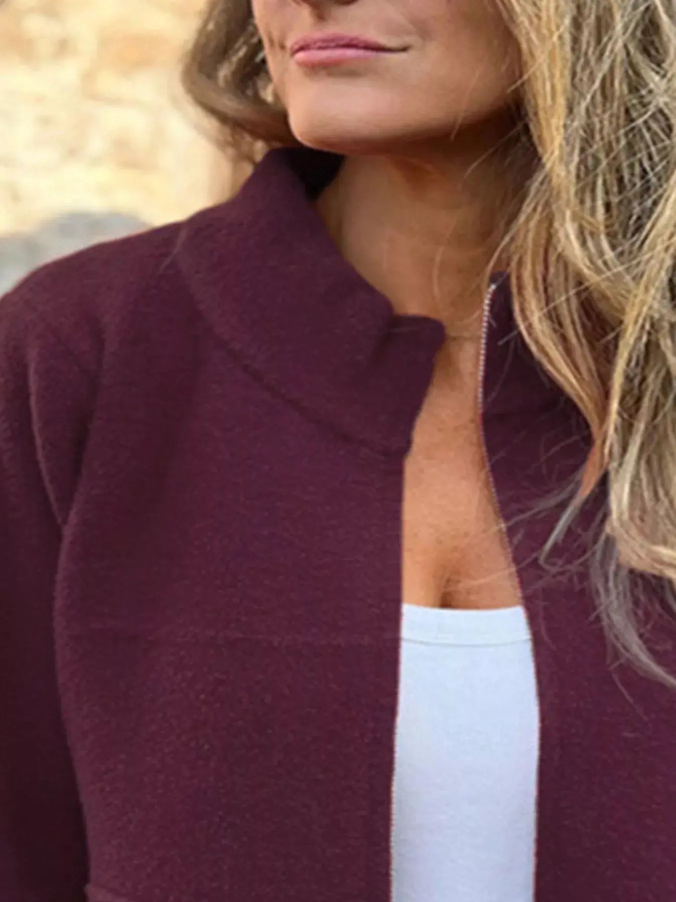Full Size Zip - Up Long Sleeve Outerwear Plus Size - Charmdeals