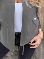 Full Size Zip - Up Long Sleeve Outerwear Plus Size - Charmdeals
