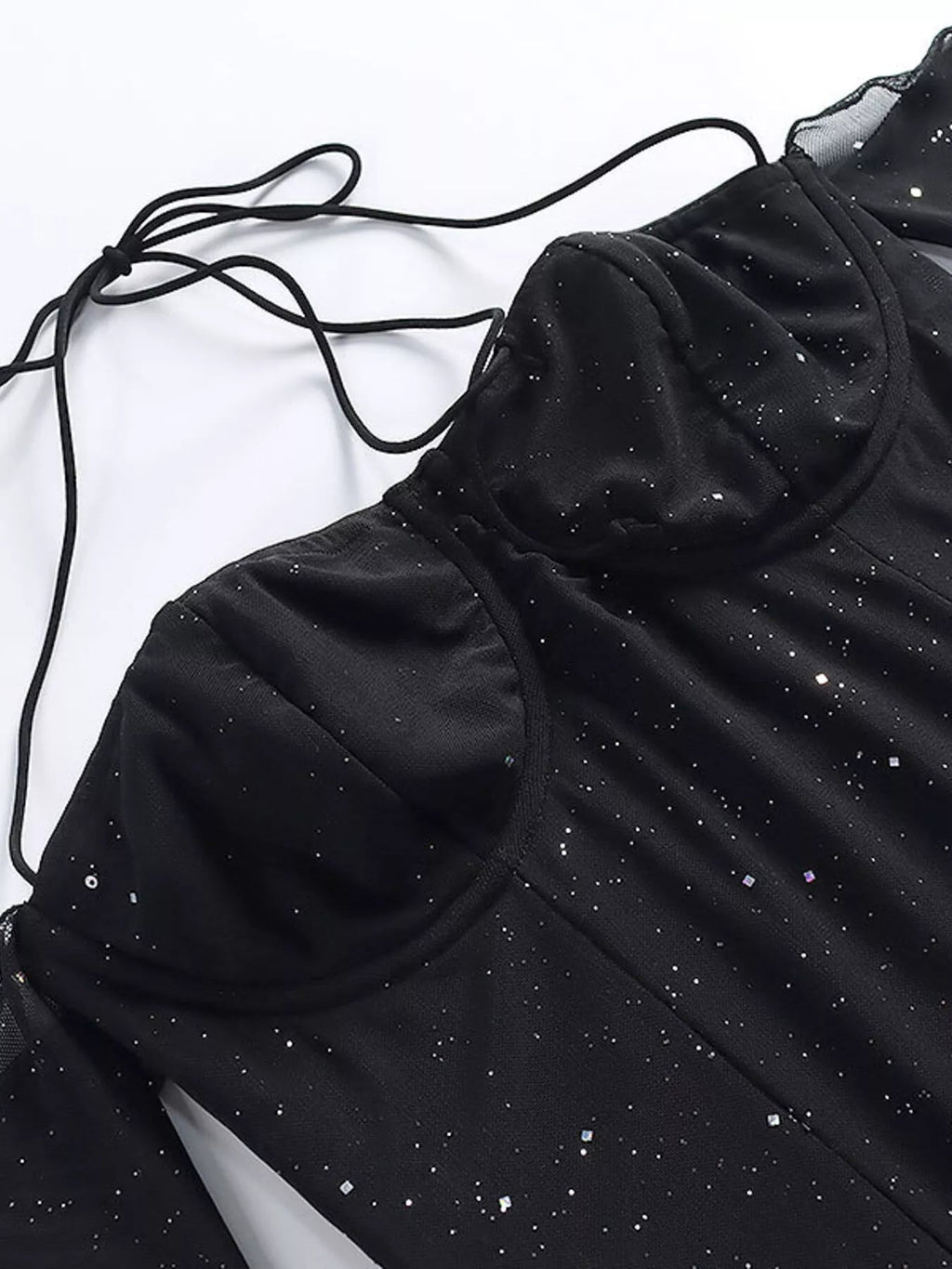 Glitter Mini Dress with Sleeves - Charmdeals