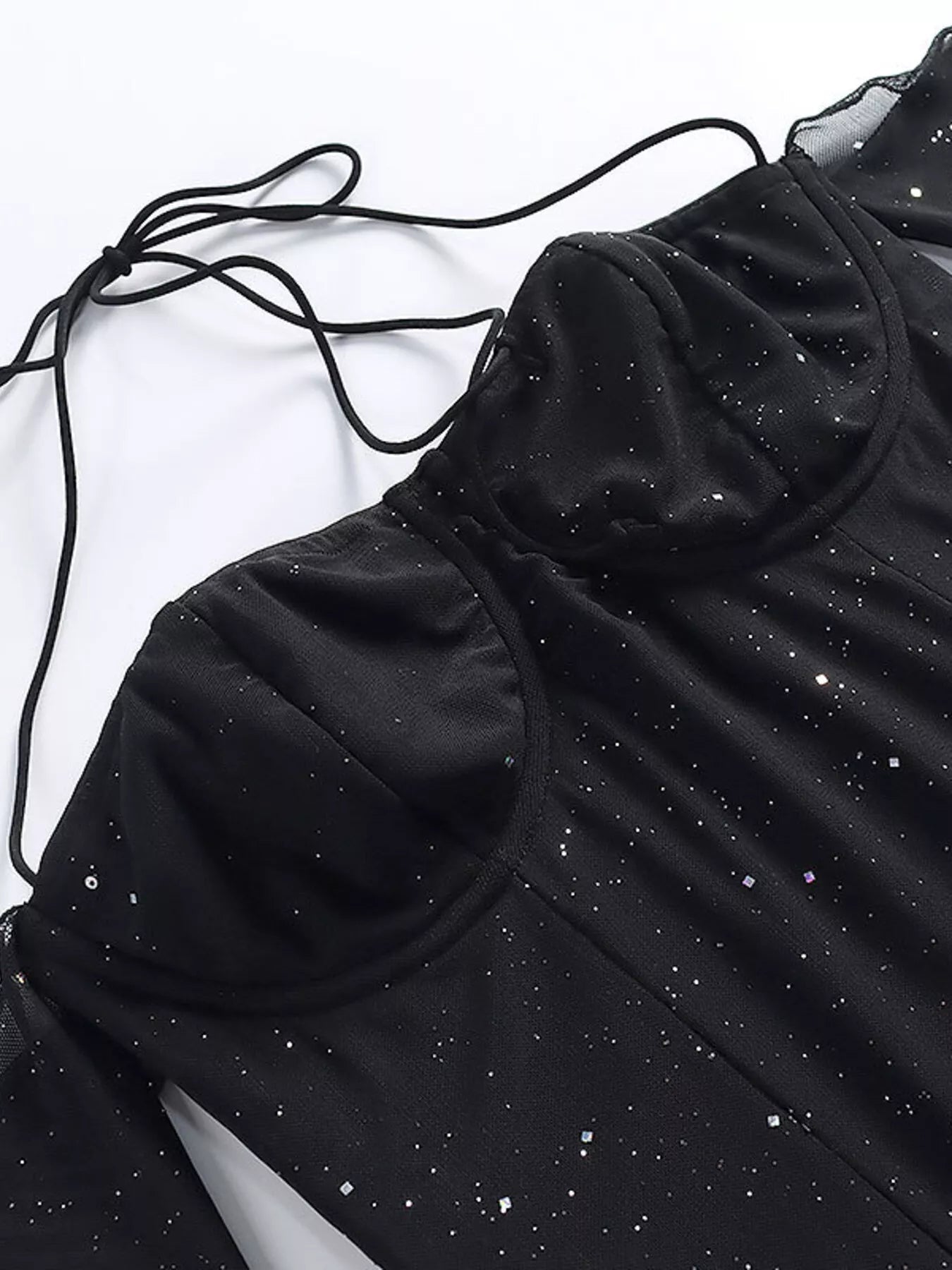 Glitter Mini Dress with Sleeves - Charmdeals