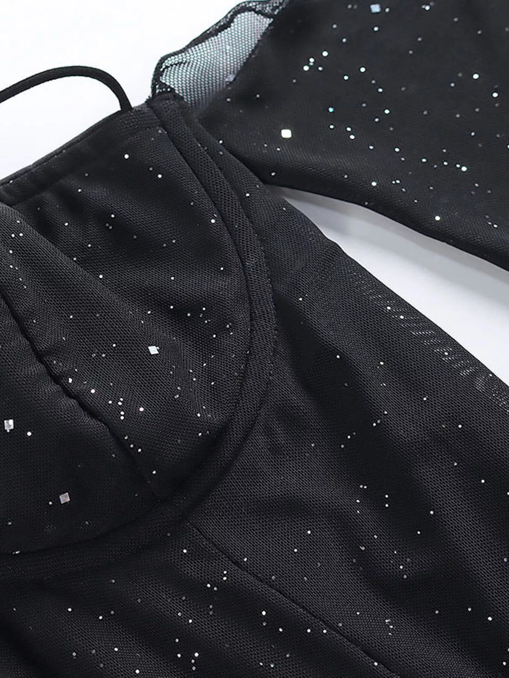 Glitter Mini Dress with Sleeves - Charmdeals