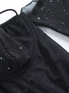 Glitter Mini Dress with Sleeves - Charmdeals